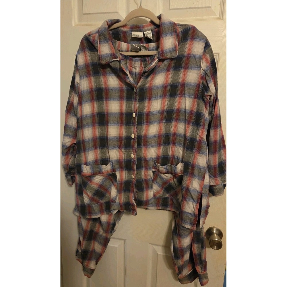Delicates Pajama Set Xl Red/Black Plaid